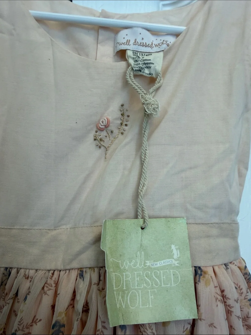 Well Dressed Wolf Girls' Pink Embroidered Floral Party Dress 5 NWT